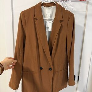 H&M Brown Double-Breasted Blazer